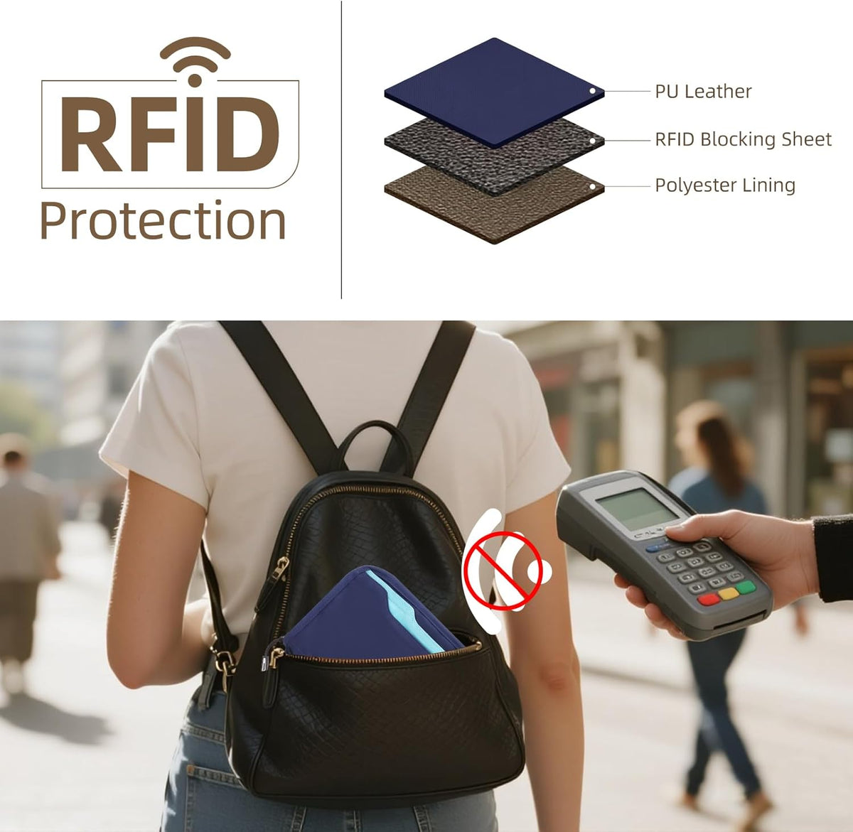 Passport Holder Family RFID Passport Wallet, Passport Holder Women/Men, Travel Wallet Documents Organizer Zipper Case with Removable Wristlet Strap, Travel Essentials for Flying