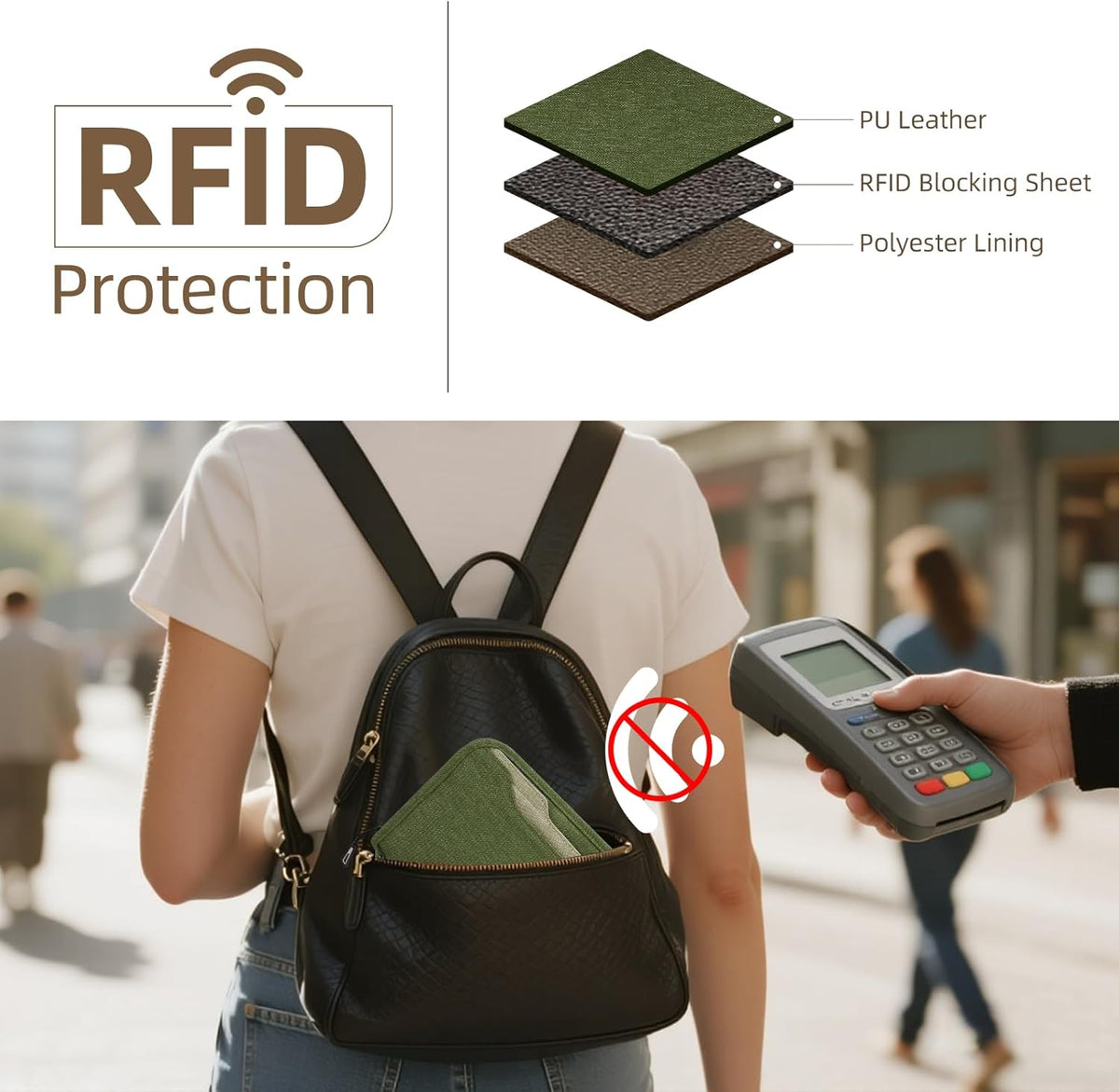 Passport Holder Family RFID Passport Wallet, Passport Holder Women/Men, Travel Wallet Documents Organizer Zipper Case with Removable Wristlet Strap, Travel Essentials for Flying