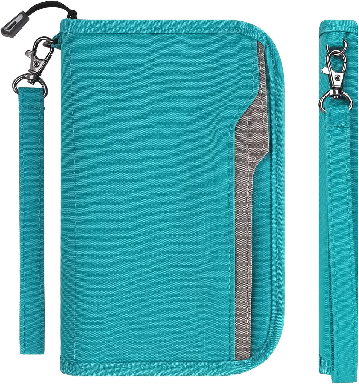 Passport Holder Family RFID Passport Wallet, Passport Holder Women/Men, Travel Wallet Documents Organizer Zipper Case with Removable Wristlet Strap, Travel Essentials for Flying