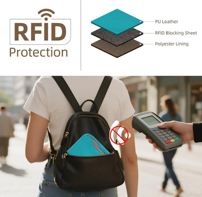 Passport Holder Family RFID Passport Wallet, Passport Holder Women/Men, Travel Wallet Documents Organizer Zipper Case with Removable Wristlet Strap, Travel Essentials for Flying