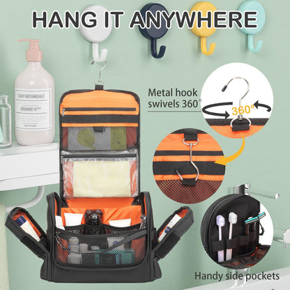 Tactical Toiletry Bag for Men, Hanging Dropp Kit Mens Toiletry Travel Bag for Toiletries, Traveling & Shaving Kit, Hygiene Bag Shower Bathroom Organizer with Handle & Swivel Hook, Black