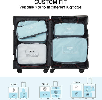 6 Set Compression Packing Cubes, 3 sizes Travel Packing Organizers for Suitcases, Expandable Luggage Suitcase Storage Bags Set, Lightweight Packing Cubes Travel Essentials