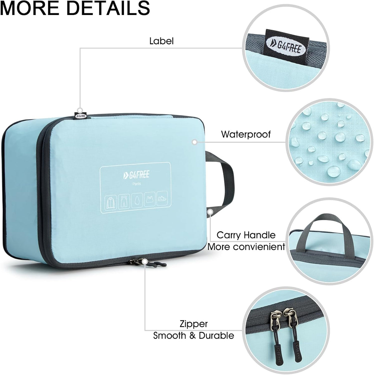 6 Set Compression Packing Cubes, 3 sizes Travel Packing Organizers for Suitcases, Expandable Luggage Suitcase Storage Bags Set, Lightweight Packing Cubes Travel Essentials