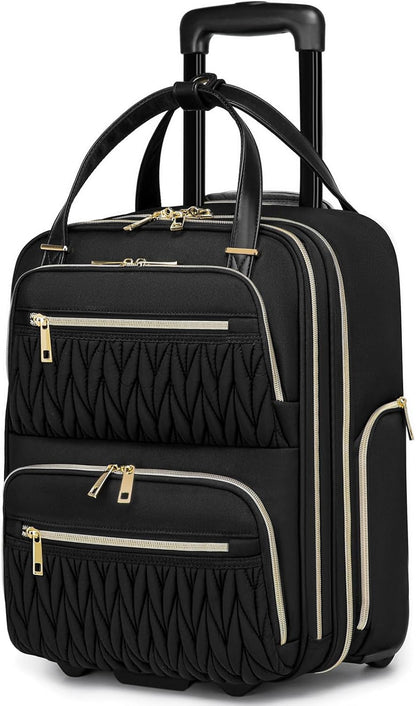 Carry-On Underseat Luggage with Wheels,Underseat Lightweight Suitcase for Women,16 inch Airlines Luggage for Overnight Business Travel