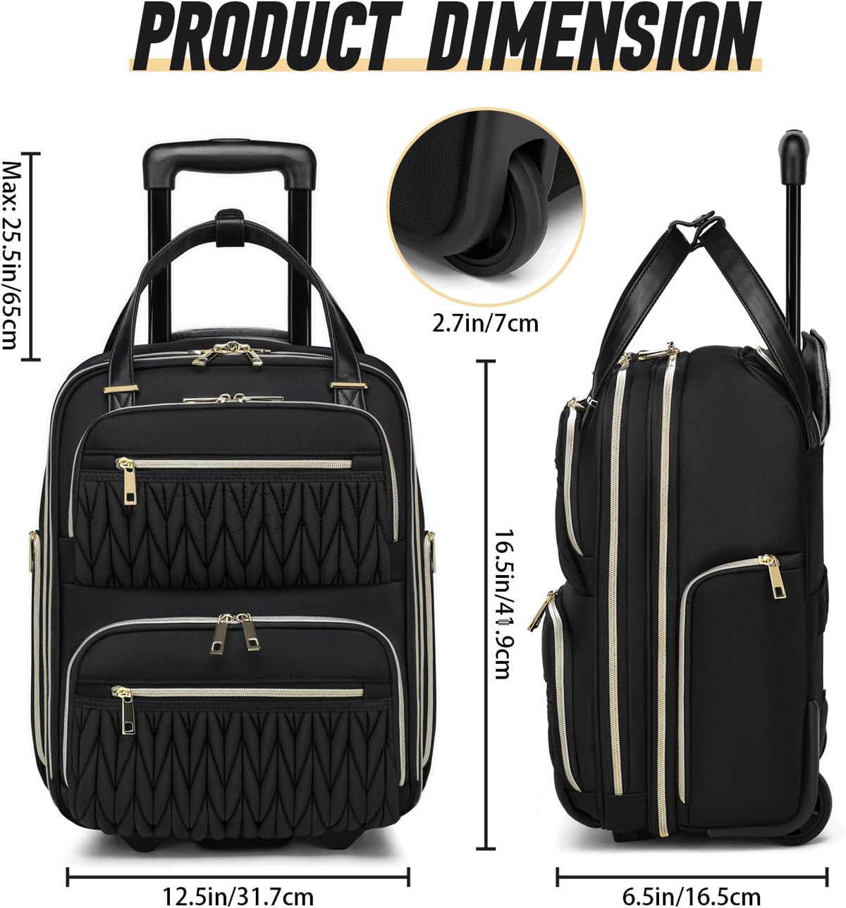 Carry-On Underseat Luggage with Wheels,Underseat Lightweight Suitcase for Women,16 inch Airlines Luggage for Overnight Business Travel