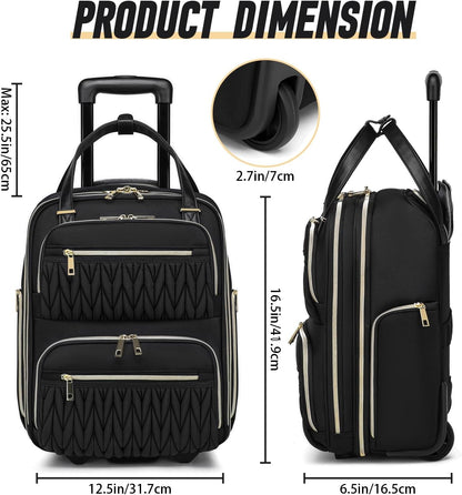 Carry-On Underseat Luggage with Wheels,Underseat Lightweight Suitcase for Women,16 inch Airlines Luggage for Overnight Business Travel