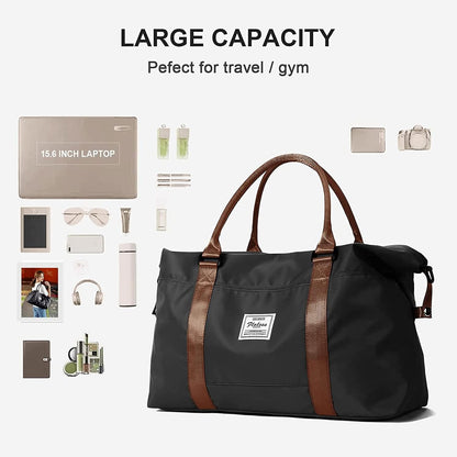 Pink Gym Bag with Wet Pocket, Foldable Travel Duffle Bag Carry On Weekender Bags for Women, Waterproof Overnight Bag for Travel, Gym, Yoga