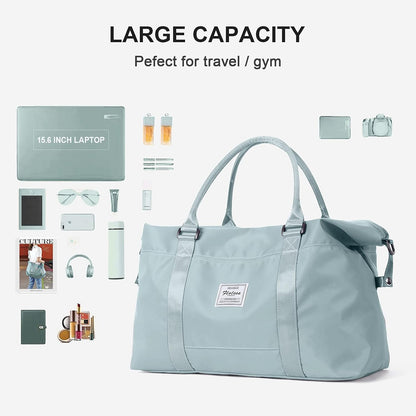 Pink Gym Bag with Wet Pocket, Foldable Travel Duffle Bag Carry On Weekender Bags for Women, Waterproof Overnight Bag for Travel, Gym, Yoga