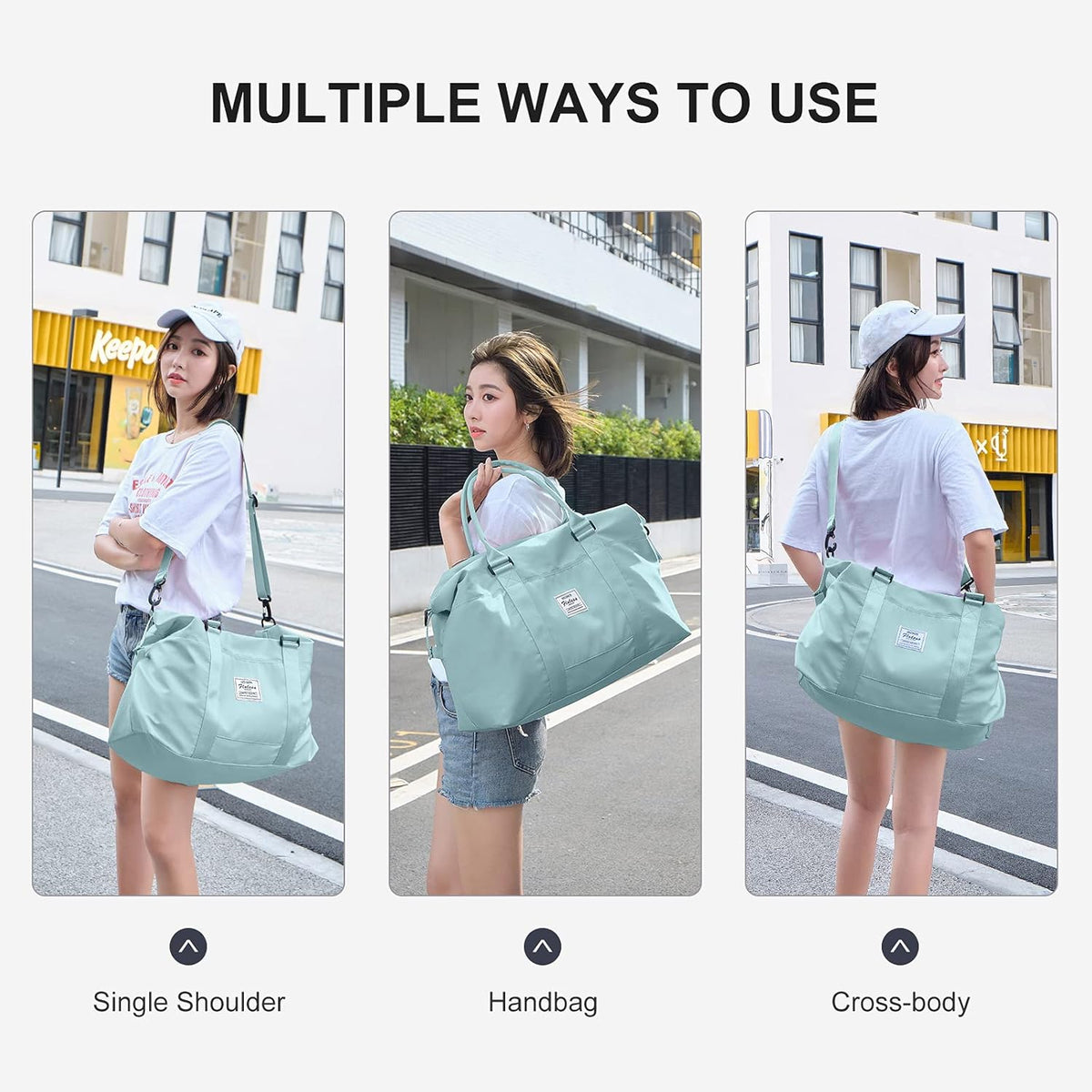 Pink Gym Bag with Wet Pocket, Foldable Travel Duffle Bag Carry On Weekender Bags for Women, Waterproof Overnight Bag for Travel, Gym, Yoga
