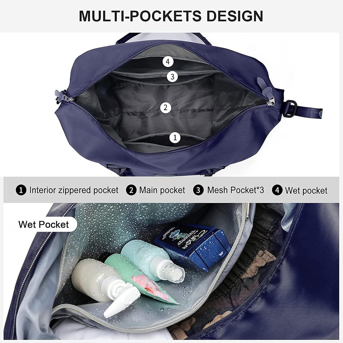 Pink Gym Bag with Wet Pocket, Foldable Travel Duffle Bag Carry On Weekender Bags for Women, Waterproof Overnight Bag for Travel, Gym, Yoga