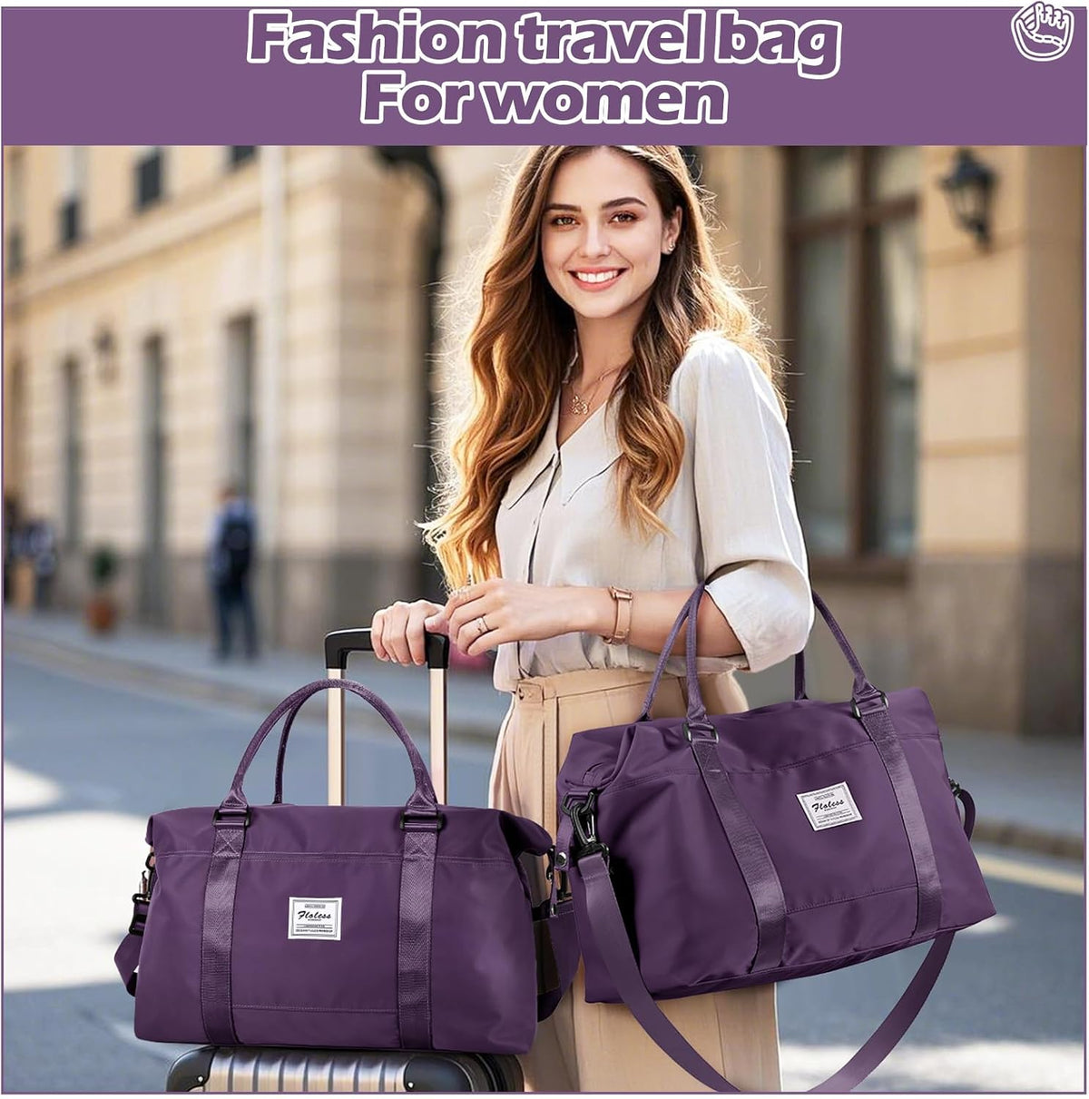 Pink Gym Bag with Wet Pocket, Foldable Travel Duffle Bag Carry On Weekender Bags for Women, Waterproof Overnight Bag for Travel, Gym, Yoga
