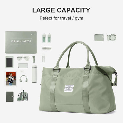 Pink Gym Bag with Wet Pocket, Foldable Travel Duffle Bag Carry On Weekender Bags for Women, Waterproof Overnight Bag for Travel, Gym, Yoga