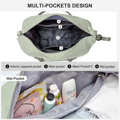 Pink Gym Bag with Wet Pocket, Foldable Travel Duffle Bag Carry On Weekender Bags for Women, Waterproof Overnight Bag for Travel, Gym, Yoga