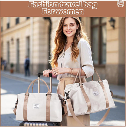 Pink Gym Bag with Wet Pocket, Foldable Travel Duffle Bag Carry On Weekender Bags for Women, Waterproof Overnight Bag for Travel, Gym, Yoga