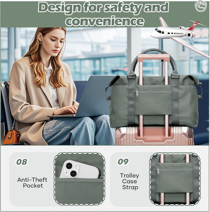 Pink Gym Bag with Wet Pocket, Foldable Travel Duffle Bag Carry On Weekender Bags for Women, Waterproof Overnight Bag for Travel, Gym, Yoga