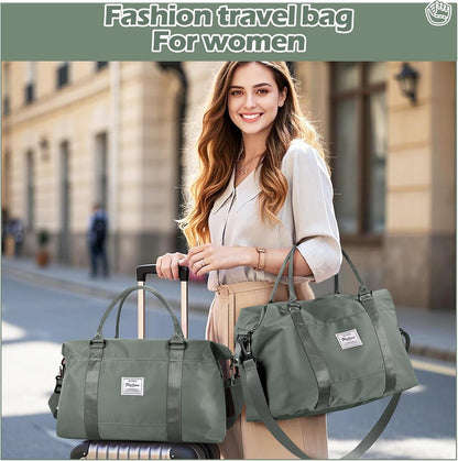 Pink Gym Bag with Wet Pocket, Foldable Travel Duffle Bag Carry On Weekender Bags for Women, Waterproof Overnight Bag for Travel, Gym, Yoga