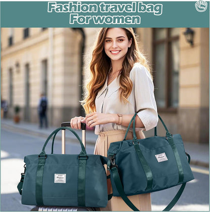 Pink Gym Bag with Wet Pocket, Foldable Travel Duffle Bag Carry On Weekender Bags for Women, Waterproof Overnight Bag for Travel, Gym, Yoga