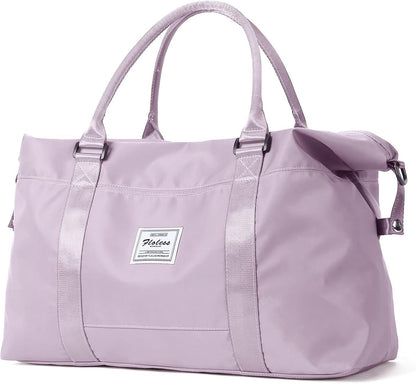 Pink Gym Bag with Wet Pocket, Foldable Travel Duffle Bag Carry On Weekender Bags for Women, Waterproof Overnight Bag for Travel, Gym, Yoga