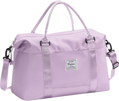 Pink Gym Bag with Wet Pocket, Foldable Travel Duffle Bag Carry On Weekender Bags for Women, Waterproof Overnight Bag for Travel, Gym, Yoga