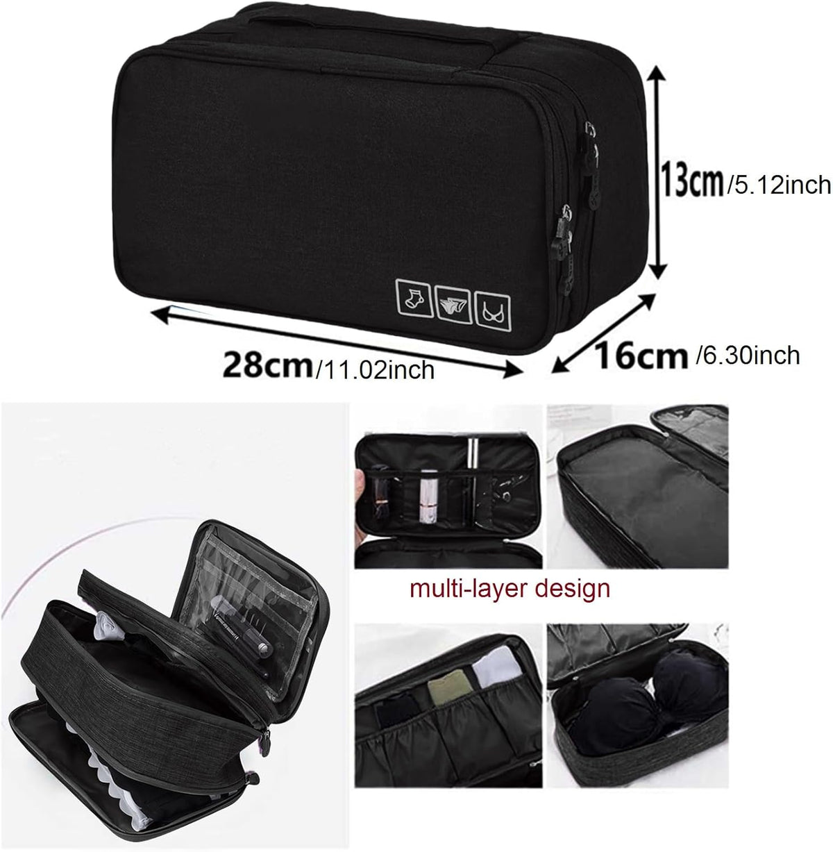 Travel Multi-function Underwear Organize Storage Bag Portable Bra Socks Lingerie Accessories Pack Cube Toiletry Bag
