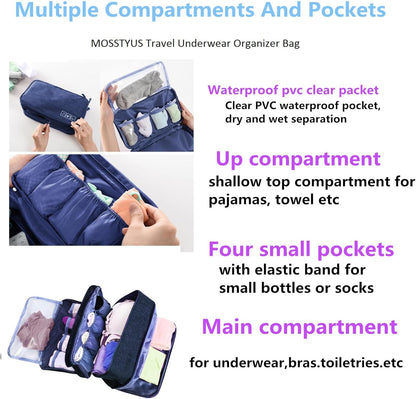 Travel Multi-function Underwear Organize Storage Bag Portable Bra Socks Lingerie Accessories Pack Cube Toiletry Bag