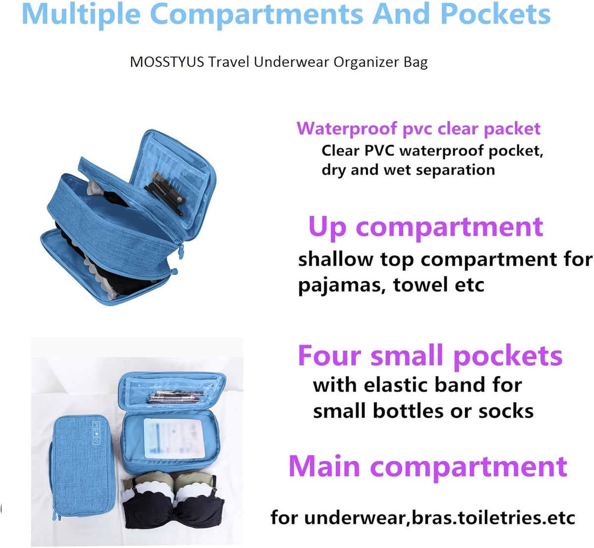 Travel Multi-function Underwear Organize Storage Bag Portable Bra Socks Lingerie Accessories Pack Cube Toiletry Bag