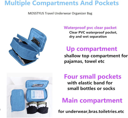 Travel Multi-function Underwear Organize Storage Bag Portable Bra Socks Lingerie Accessories Pack Cube Toiletry Bag