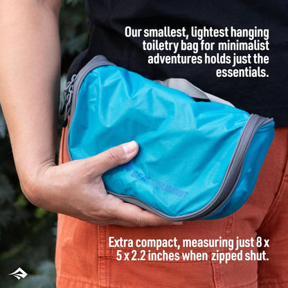 Small Hanging Toiletry Bag, Extra Compact Travel Organizer for Minimalist Adventures, Atoll Blue