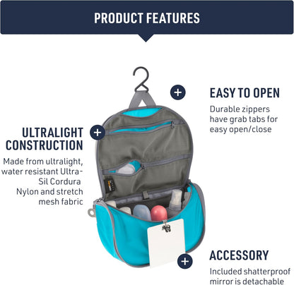 Small Hanging Toiletry Bag, Extra Compact Travel Organizer for Minimalist Adventures, Atoll Blue