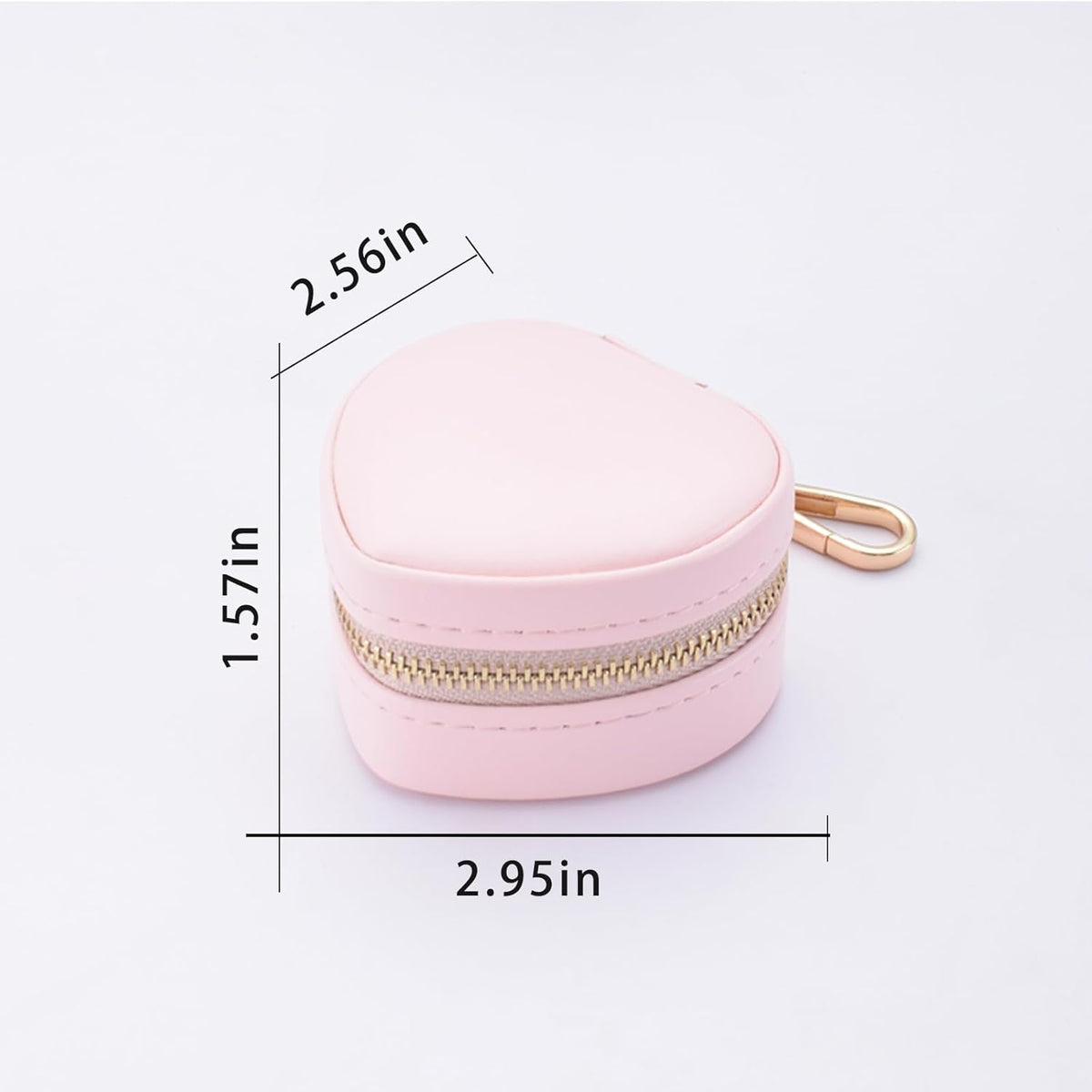 Heart Shape Ring Holder Keychain, Mini Travel Jewelry Case for Wedding Ring, Sports & Vacation, Portable Zipper Clutch Organizer for Earrings Necklace, Premium Gift for Women Girls (White)