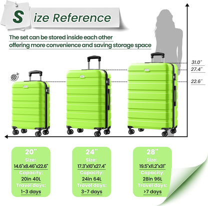 AnyZip Luggage PC ABS Hardside Lightweight Suitcase with 4 Universal Wheels TSA Lock Carry-On 20 Inch Orange