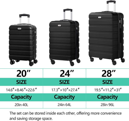 AnyZip Luggage PC ABS Hardside Lightweight Suitcase with 4 Universal Wheels TSA Lock Carry-On 20 Inch Orange