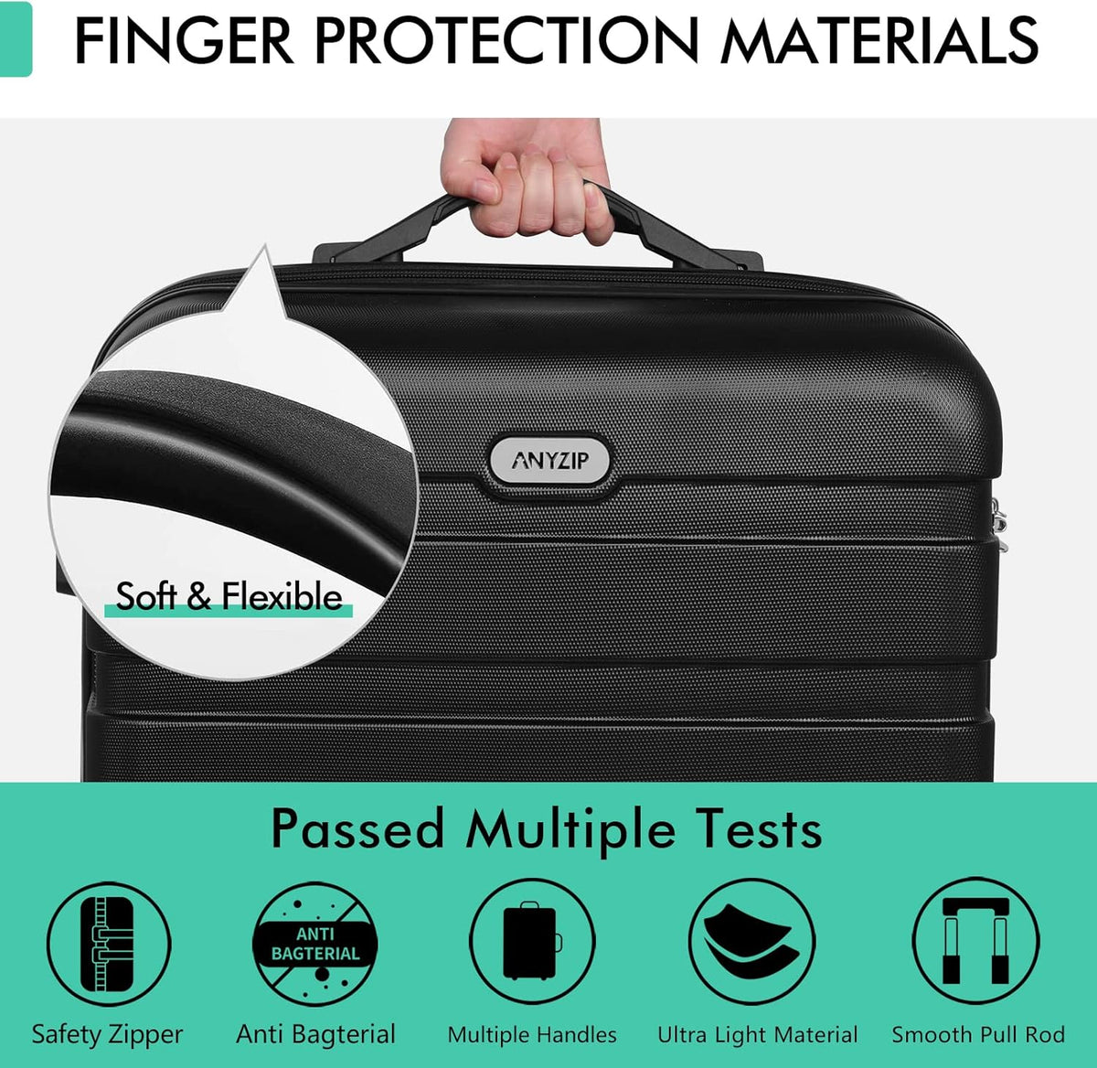 AnyZip Luggage PC ABS Hardside Lightweight Suitcase with 4 Universal Wheels TSA Lock Carry-On 20 Inch Orange