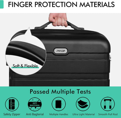 AnyZip Luggage PC ABS Hardside Lightweight Suitcase with 4 Universal Wheels TSA Lock Carry-On 20 Inch Orange