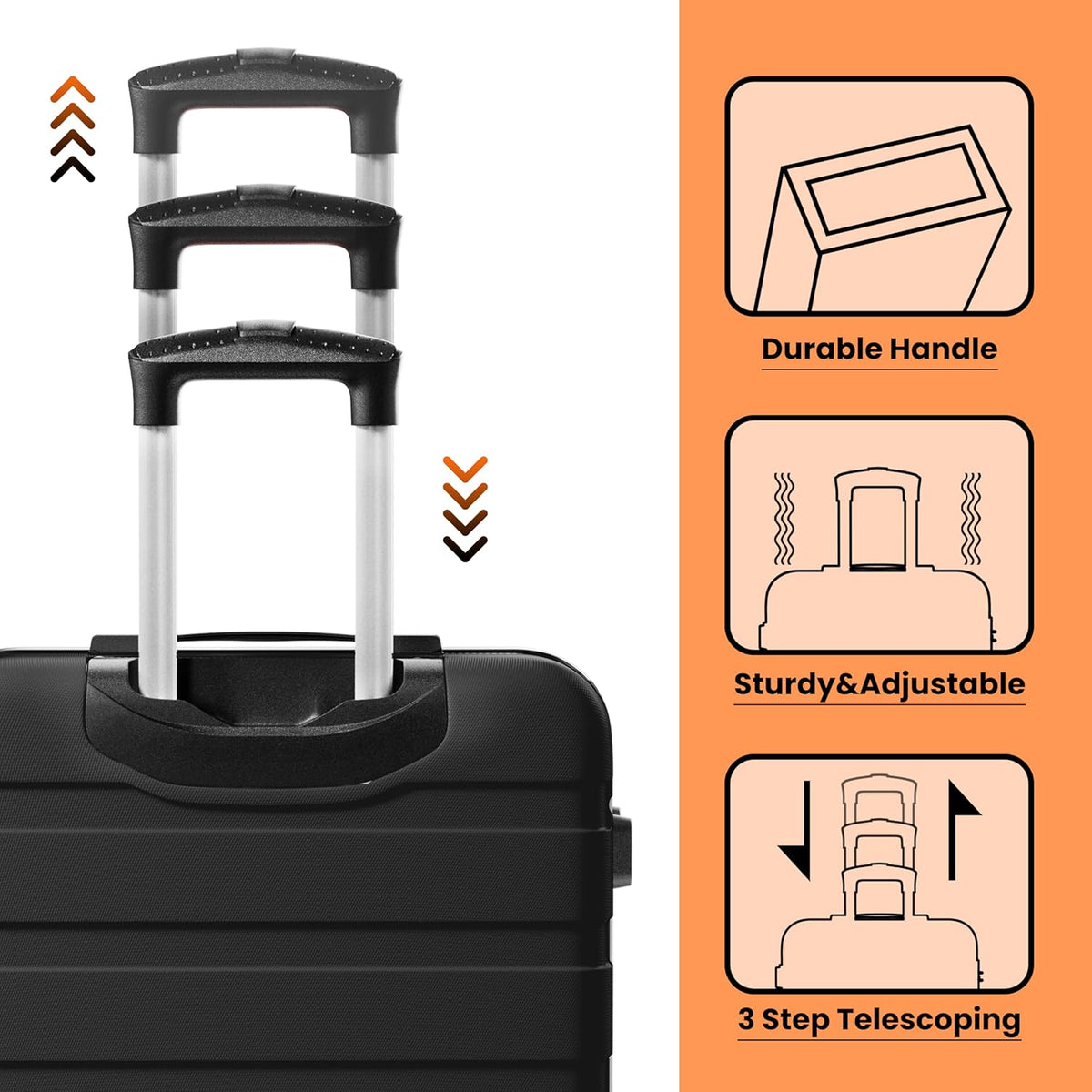 AnyZip Luggage PC ABS Hardside Lightweight Suitcase with 4 Universal Wheels TSA Lock Carry-On 20 Inch Orange