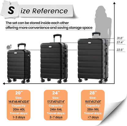 AnyZip Luggage PC ABS Hardside Lightweight Suitcase with 4 Universal Wheels TSA Lock Carry-On 20 Inch Orange