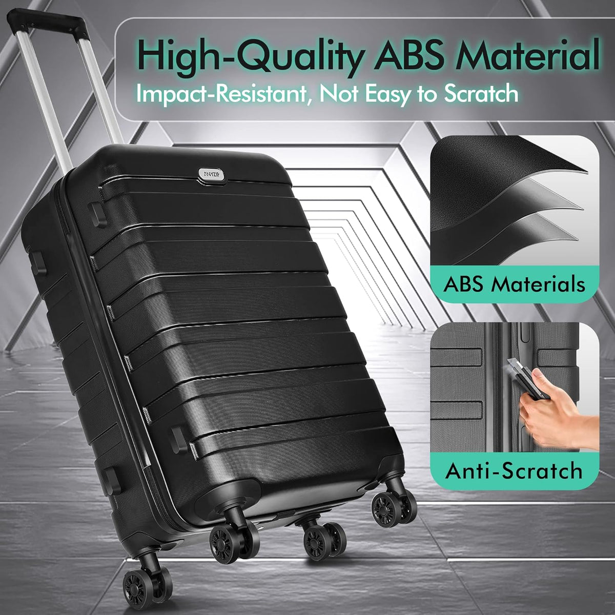 AnyZip Luggage PC ABS Hardside Lightweight Suitcase with 4 Universal Wheels TSA Lock Carry-On 20 Inch Orange