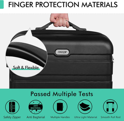 AnyZip Luggage PC ABS Hardside Lightweight Suitcase with 4 Universal Wheels TSA Lock Carry-On 20 Inch Orange