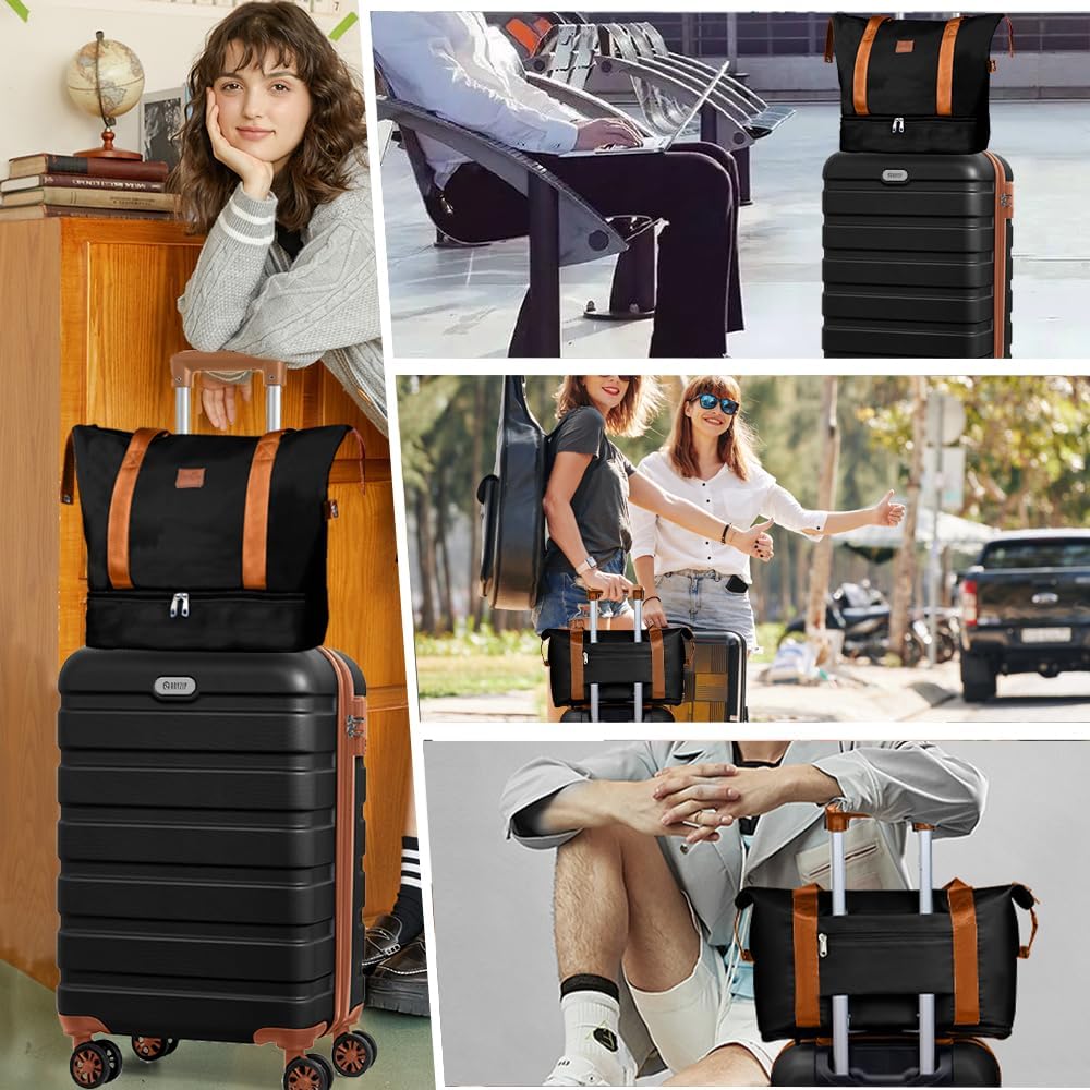 AnyZip Luggage PC ABS Hardside Lightweight Suitcase with 4 Universal Wheels TSA Lock Carry-On 20 Inch Orange