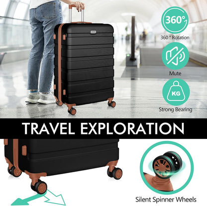 AnyZip Luggage PC ABS Hardside Lightweight Suitcase with 4 Universal Wheels TSA Lock Carry-On 20 Inch Orange