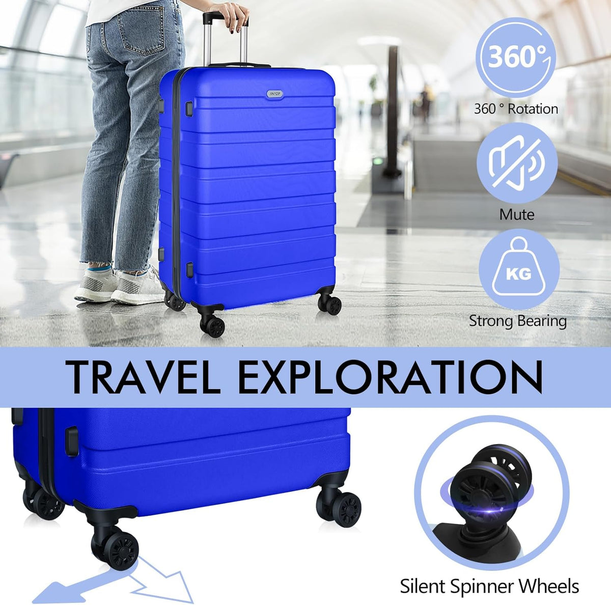 AnyZip Luggage PC ABS Hardside Lightweight Suitcase with 4 Universal Wheels TSA Lock Carry-On 20 Inch Orange