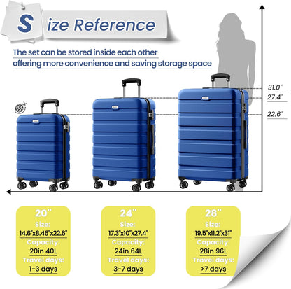 AnyZip Luggage PC ABS Hardside Lightweight Suitcase with 4 Universal Wheels TSA Lock Carry-On 20 Inch Orange