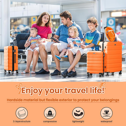 AnyZip Luggage PC ABS Hardside Lightweight Suitcase with 4 Universal Wheels TSA Lock Carry-On 20 Inch Orange