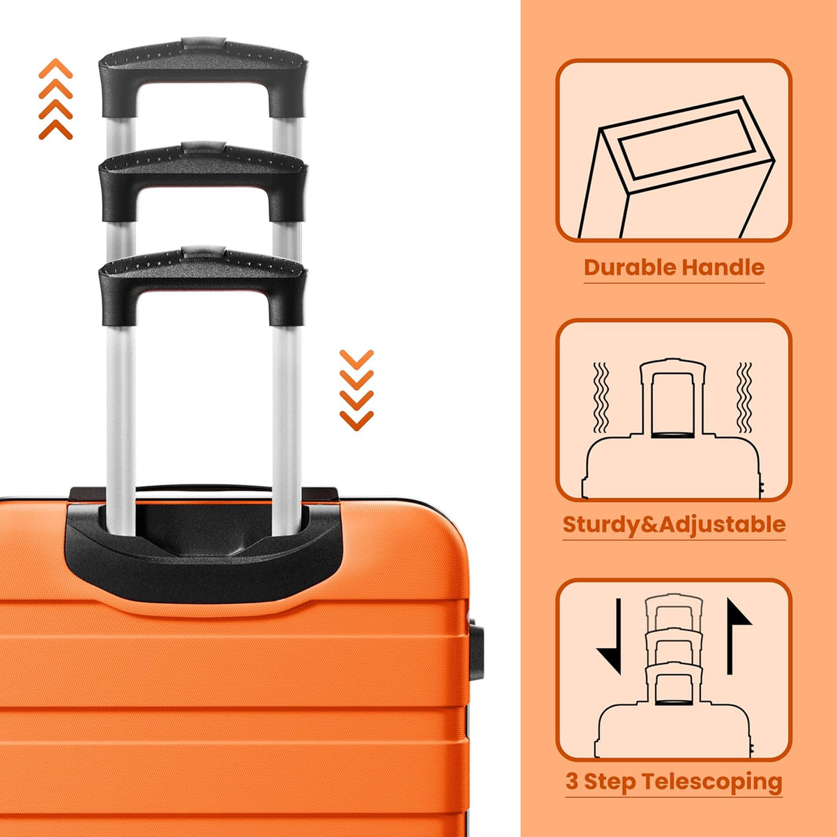 AnyZip Luggage PC ABS Hardside Lightweight Suitcase with 4 Universal Wheels TSA Lock Carry-On 20 Inch Orange