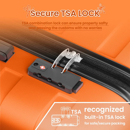 AnyZip Luggage PC ABS Hardside Lightweight Suitcase with 4 Universal Wheels TSA Lock Carry-On 20 Inch Orange
