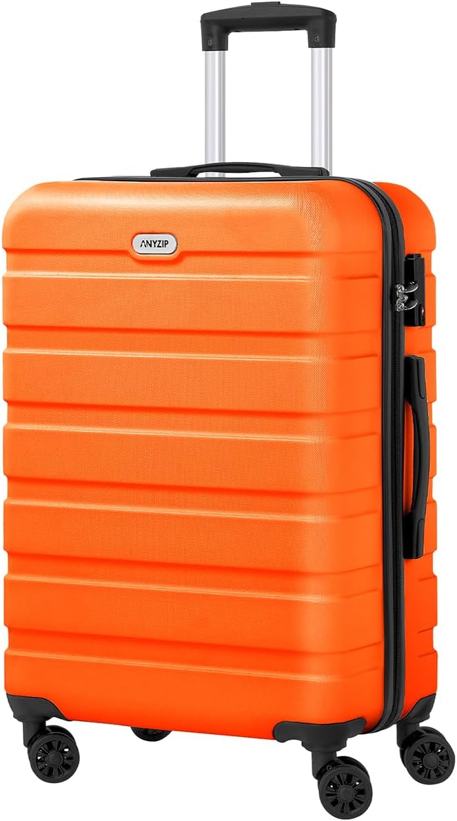 AnyZip Luggage PC ABS Hardside Lightweight Suitcase with 4 Universal Wheels TSA Lock Carry-On 20 Inch Orange