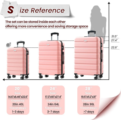 AnyZip Luggage PC ABS Hardside Lightweight Suitcase with 4 Universal Wheels TSA Lock Carry-On 20 Inch Orange