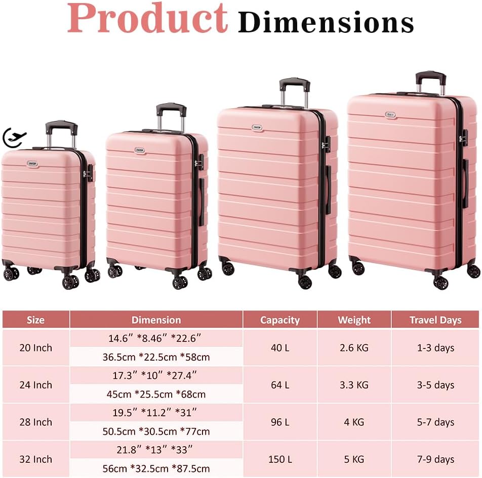 AnyZip Luggage PC ABS Hardside Lightweight Suitcase with 4 Universal Wheels TSA Lock Carry-On 20 Inch Orange