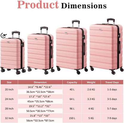 AnyZip Luggage PC ABS Hardside Lightweight Suitcase with 4 Universal Wheels TSA Lock Carry-On 20 Inch Orange