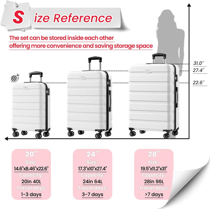 AnyZip Luggage PC ABS Hardside Lightweight Suitcase with 4 Universal Wheels TSA Lock Carry-On 20 Inch Orange